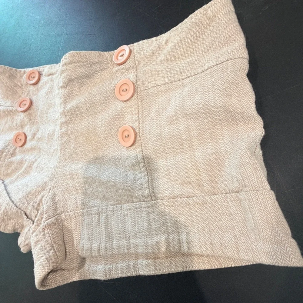 Urban Behavior Herringbone Shorts Women Large Sailor Button Neutral Twee Indie